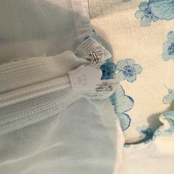 Rixo Cecile Blue Victoria Floral Midi Sun Dress Size US 10 Large Linen Blend - Picture 11 of 13